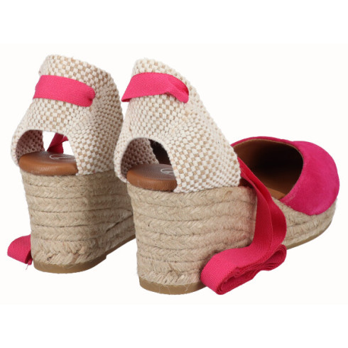 Viguera Alpargata Cuña Media Yute Cintas Fuxia