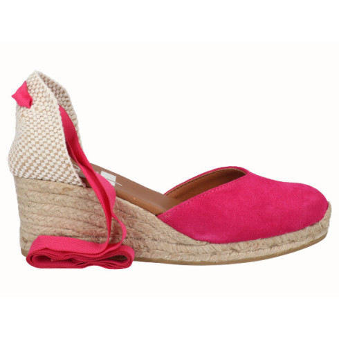viguera Alpargata Cuña Media Yute Cintas Fuxia