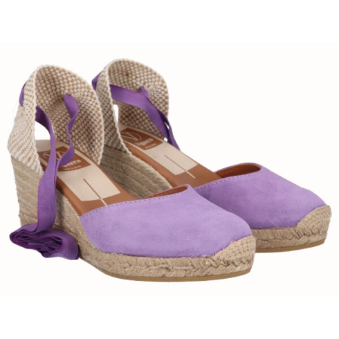 Viguera Alpargata Cuña Media Yute Cintas Lila