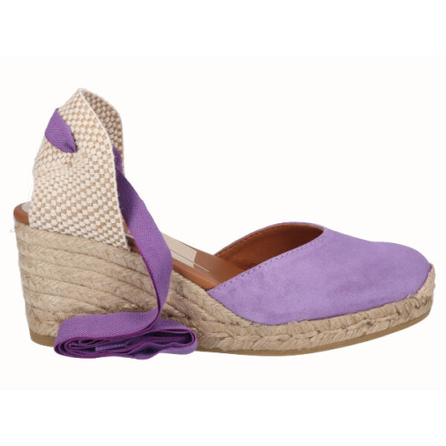 viguera Alpargata Cuña Media Yute Cintas Lila