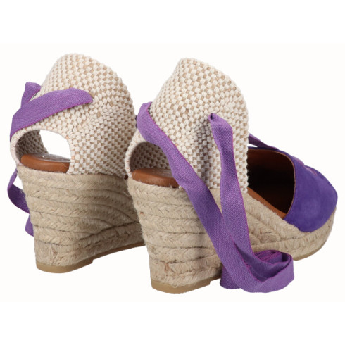 Viguera Alpargata Cuña Media Yute Cintas Morado