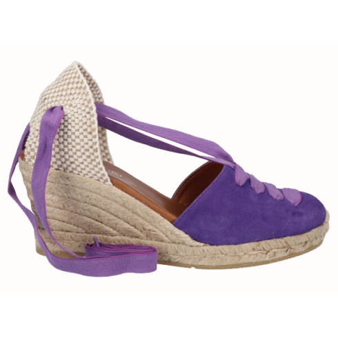 Viguera Alpargata Cuña Media Yute Cintas Morado