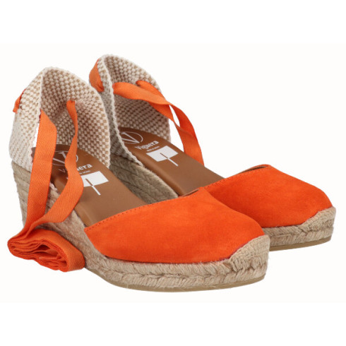 Viguera Alpargata Cuña Media Yute Cintas Naranja