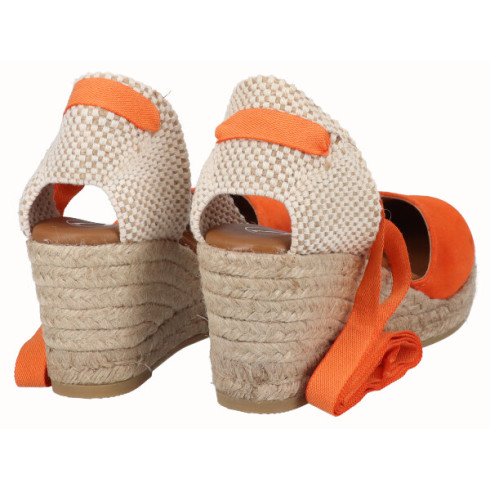 Viguera Alpargata Cuña Media Yute Cintas Naranja