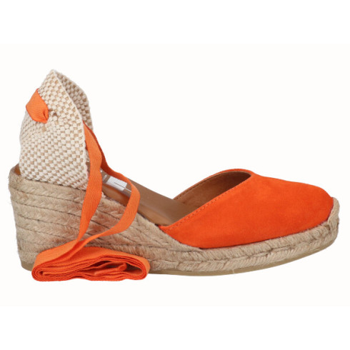 Viguera Alpargata Cuña Media Yute Cintas Naranja