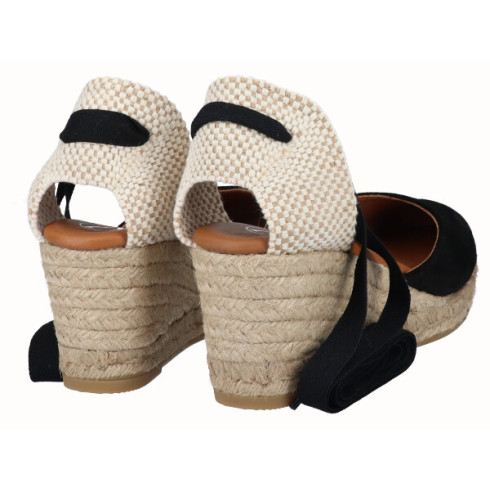 Viguera Alpargata Cuña Media Yute Cintas Negro