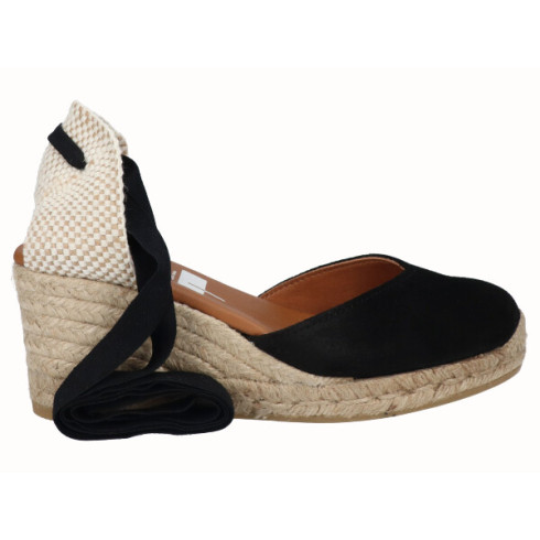 viguera Alpargata Cuña Media Yute Cintas Negro