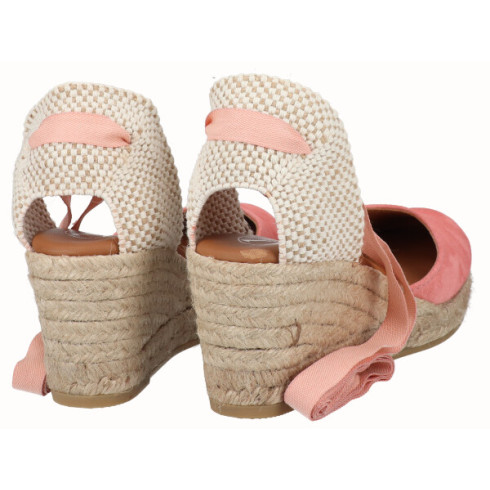 Viguera Alpargata Cuña Media Yute Cintas Salmon