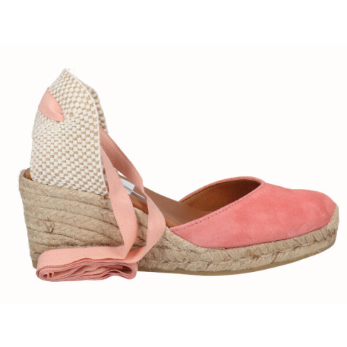 viguera Alpargata Cuña Media Yute Cintas Salmon