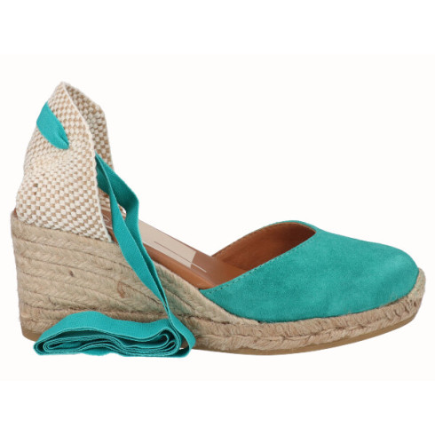 viguera Alpargata Cuña Media Yute Cintas Verde