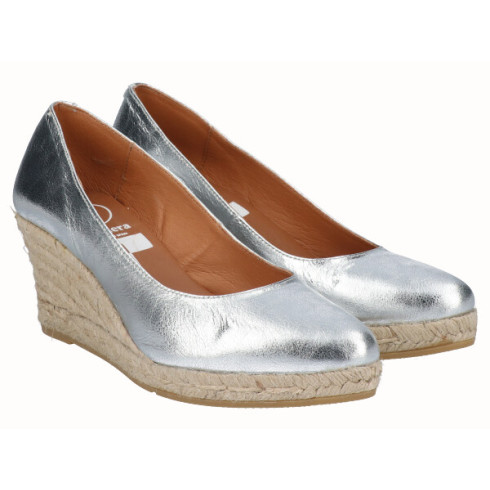 Viguera Alpargata Cuña Media Yute Plata