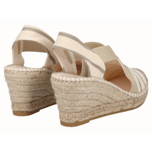 Viguera Alpargata Cuña Media Yute Rayas Beig