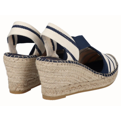Viguera Alpargata Cuña Media Yute Rayas Marino