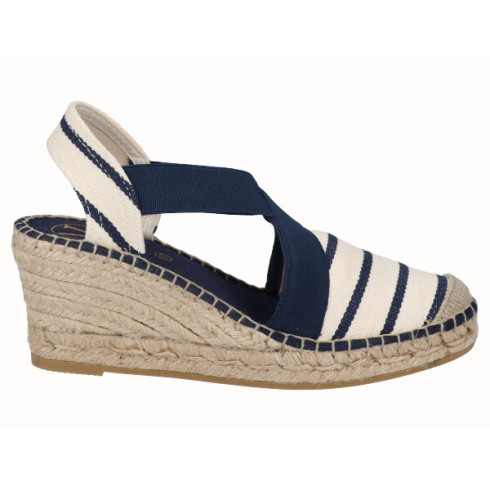 viguera Alpargata Cuña Media Yute Rayas Marino