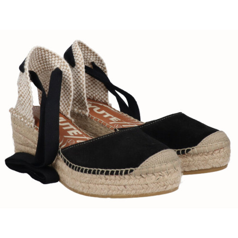 Viguera Alpargata Cuña Media YuteFlex Cintas Negro