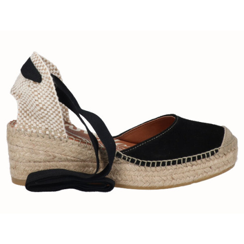 viguera Alpargata Cuña Media YuteFlex Cintas Negro