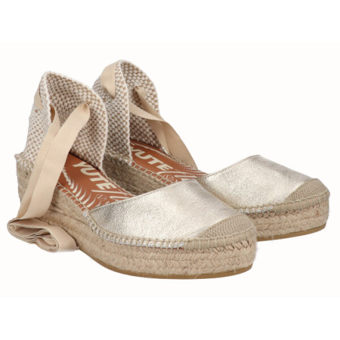 Viguera Alpargata Cuña Media YuteFlex Cintas Oro