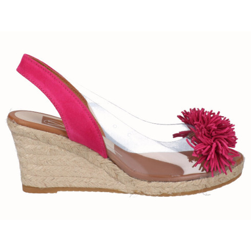 viguera Alpargata Cuña Yute Vinilo Flecos Fuxia