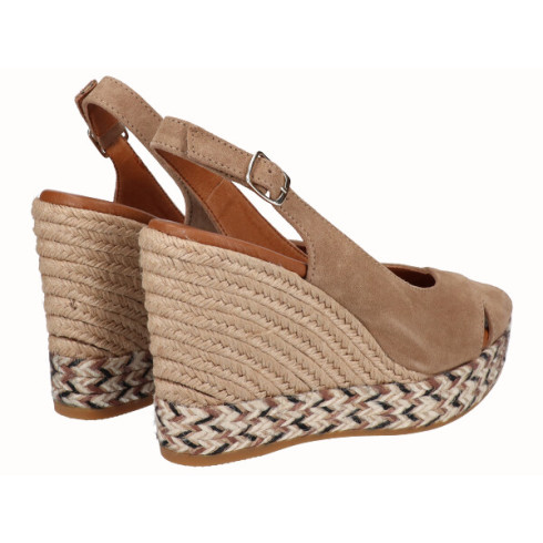 Viguera Alpargata Peep Toes Cuña Alta Beig