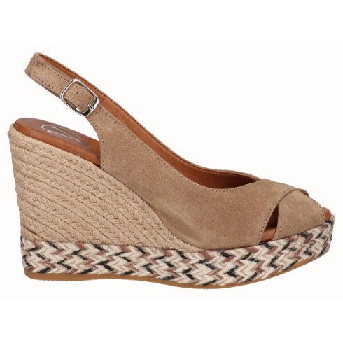 viguera Alpargata Peep Toes Cuña Alta Beig