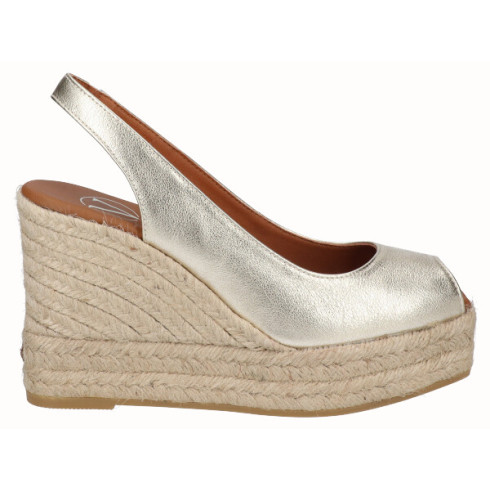 viguera Alpargata Peep Toes Cuña Alta Oro