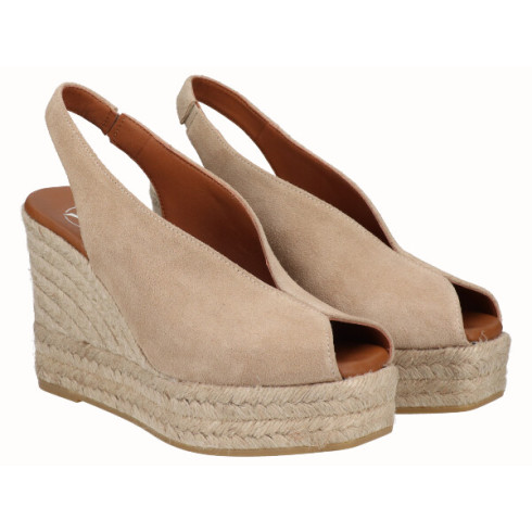 Viguera Alpargata Peep Toes Cuña Alta Yute Beig