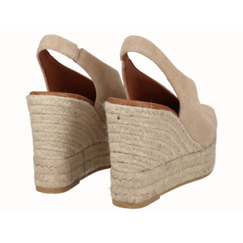 Viguera Alpargata Peep Toes Cuña Alta Yute Beig