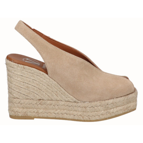 viguera Alpargata Peep Toes Cuña Alta Yute Beig