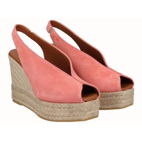 Viguera Alpargata Peep Toes Cuña Alta Yute Salmon