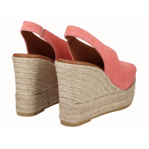 Viguera Alpargata Peep Toes Cuña Alta Yute Salmon
