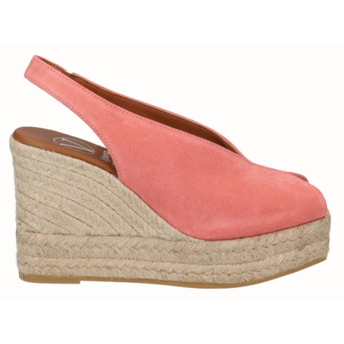 viguera Alpargata Peep Toes Cuña Alta Yute Salmon