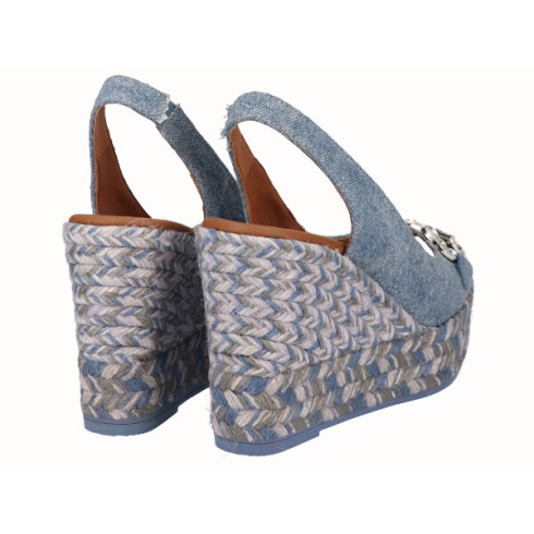 Viguera Alpargata Peep Toes Cuña Alta Yute Vaquero