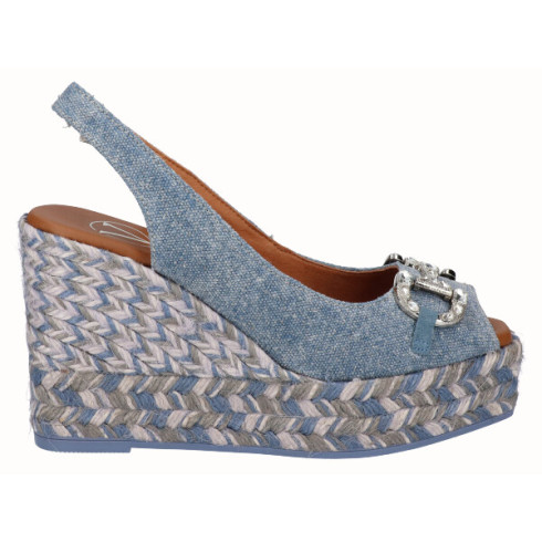 viguera Alpargata Peep Toes Cuña Alta Yute Vaquero