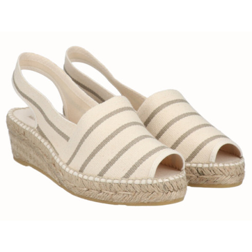 Viguera Alpargata Peep Toes Cuña Baja Beig