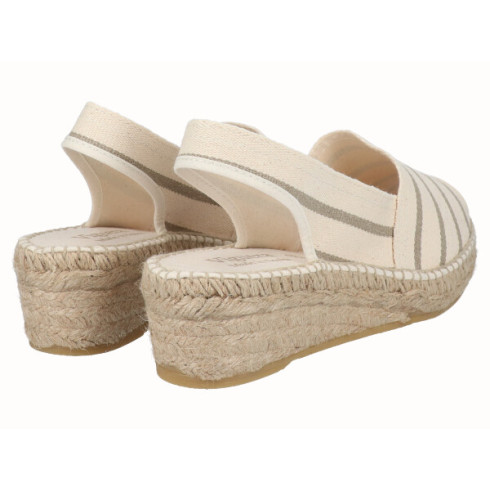 Viguera Alpargata Peep Toes Cuña Baja Beig