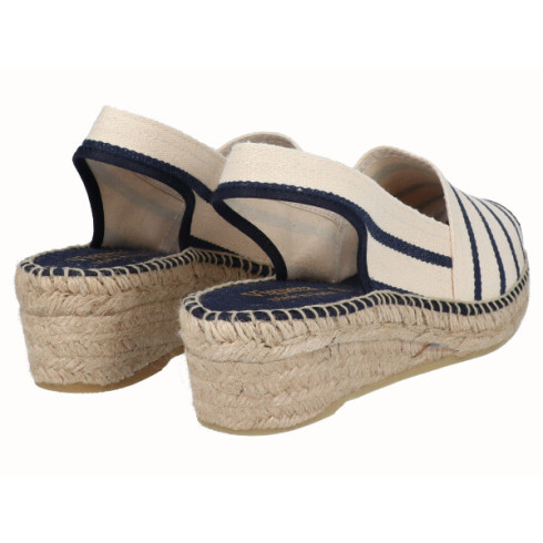 Viguera Alpargata Peep Toes Cuña Baja Marino