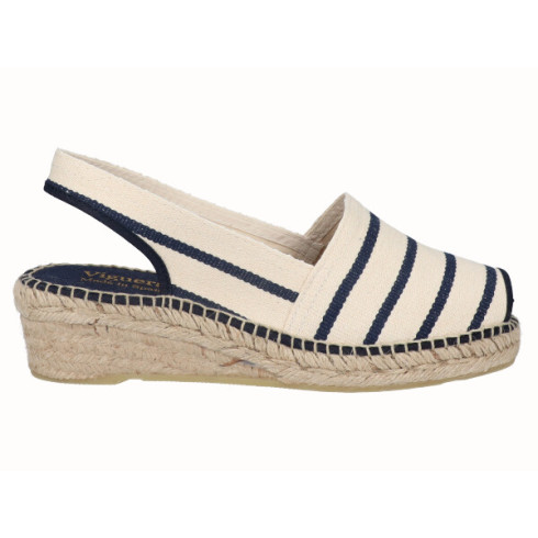 viguera Alpargata Peep Toes Cuña Baja Marino