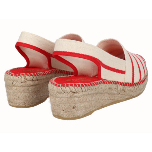 Viguera Alpargata Peep Toes Cuña Baja Rojo