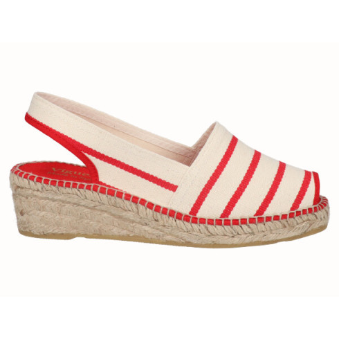viguera Alpargata Peep Toes Cuña Baja Rojo
