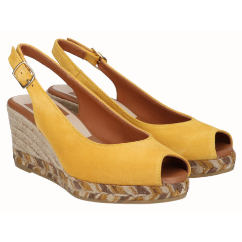 Viguera Alpargata Peep Toes Cuña Media Amarillo