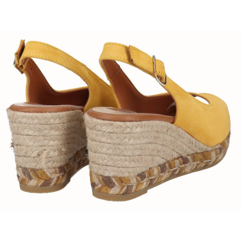 Viguera Alpargata Peep Toes Cuña Media Amarillo
