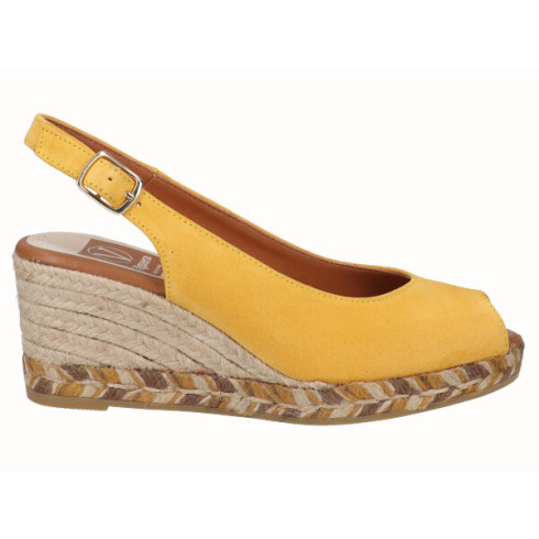 Viguera Alpargata Peep Toes Cuña Media Amarillo