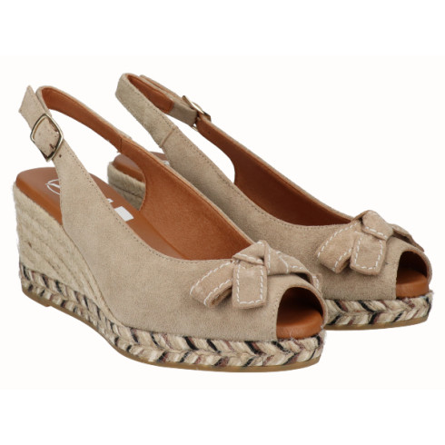 Viguera Alpargata Peep Toes Cuña Media Beig