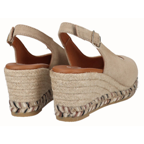 Viguera Alpargata Peep Toes Cuña Media Beig