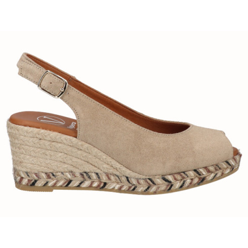 viguera Alpargata Peep Toes Cuña Media Beig