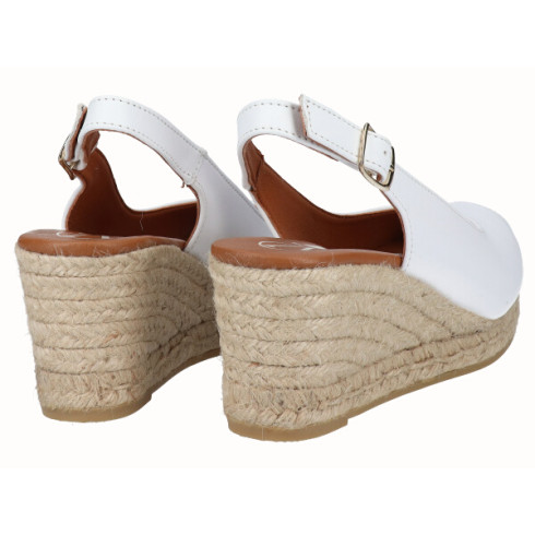 Viguera Alpargata Peep Toes Cuña Media Blanco