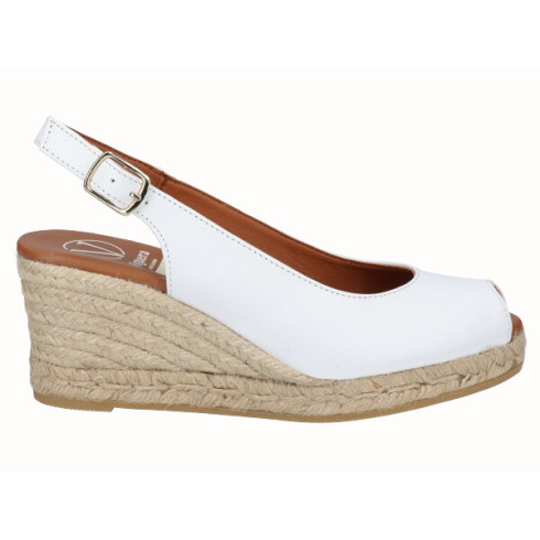Viguera Alpargata Peep Toes Cuña Media Blanco