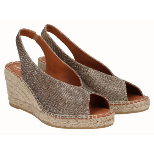 Viguera Alpargata Peep Toes Cuña Media Bronce