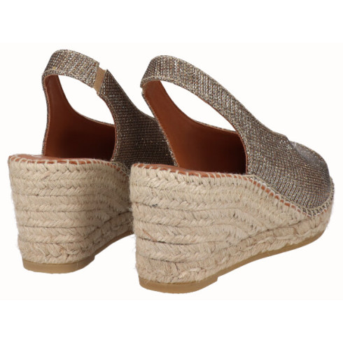 Viguera Alpargata Peep Toes Cuña Media Bronce