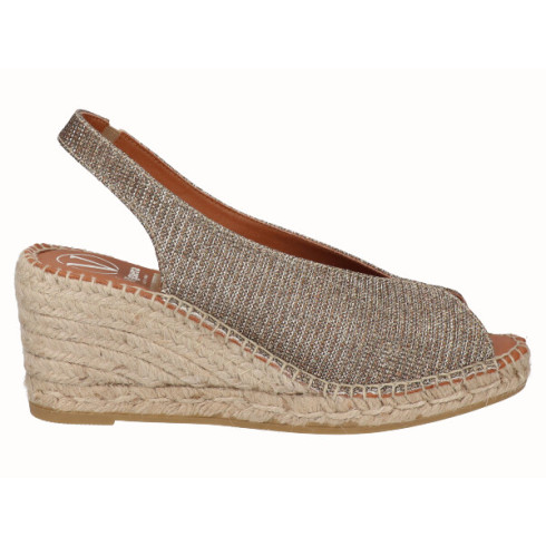 Viguera Alpargata Peep Toes Cuña Media Bronce